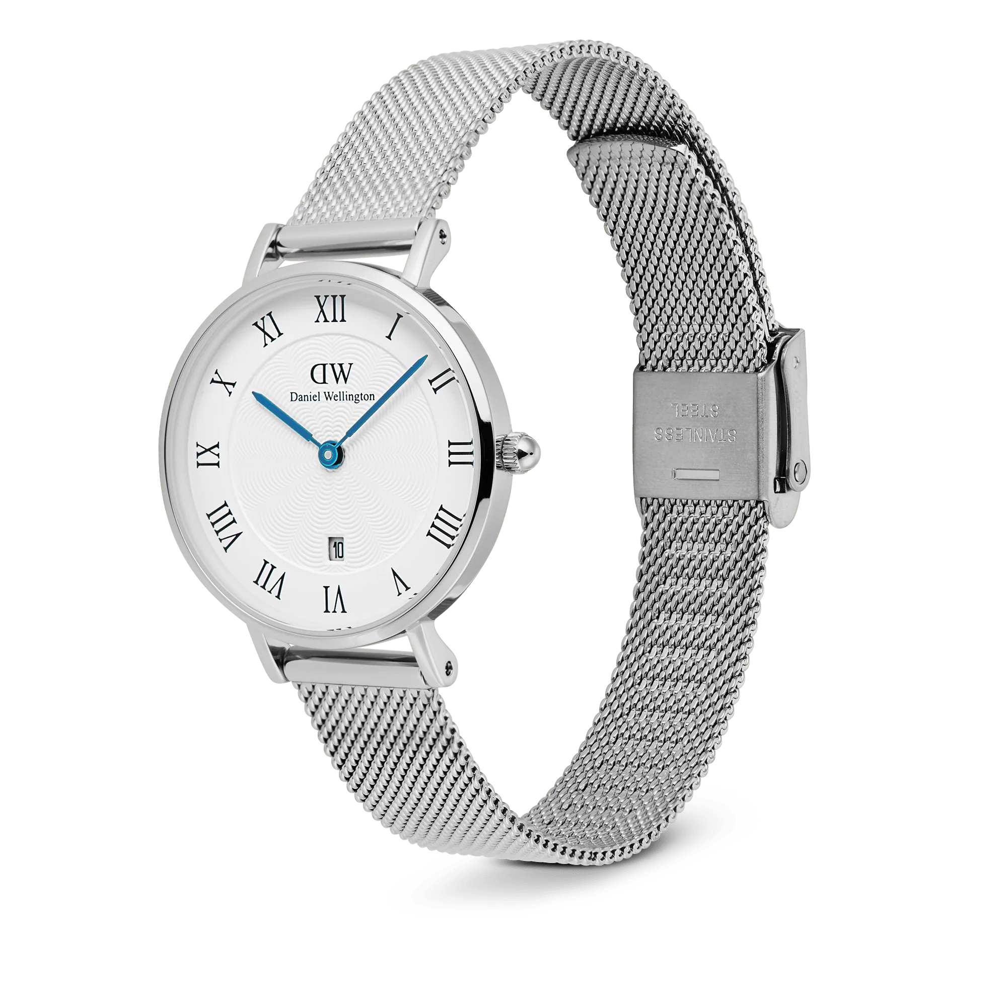 Petite Roman Numerals Date Silver