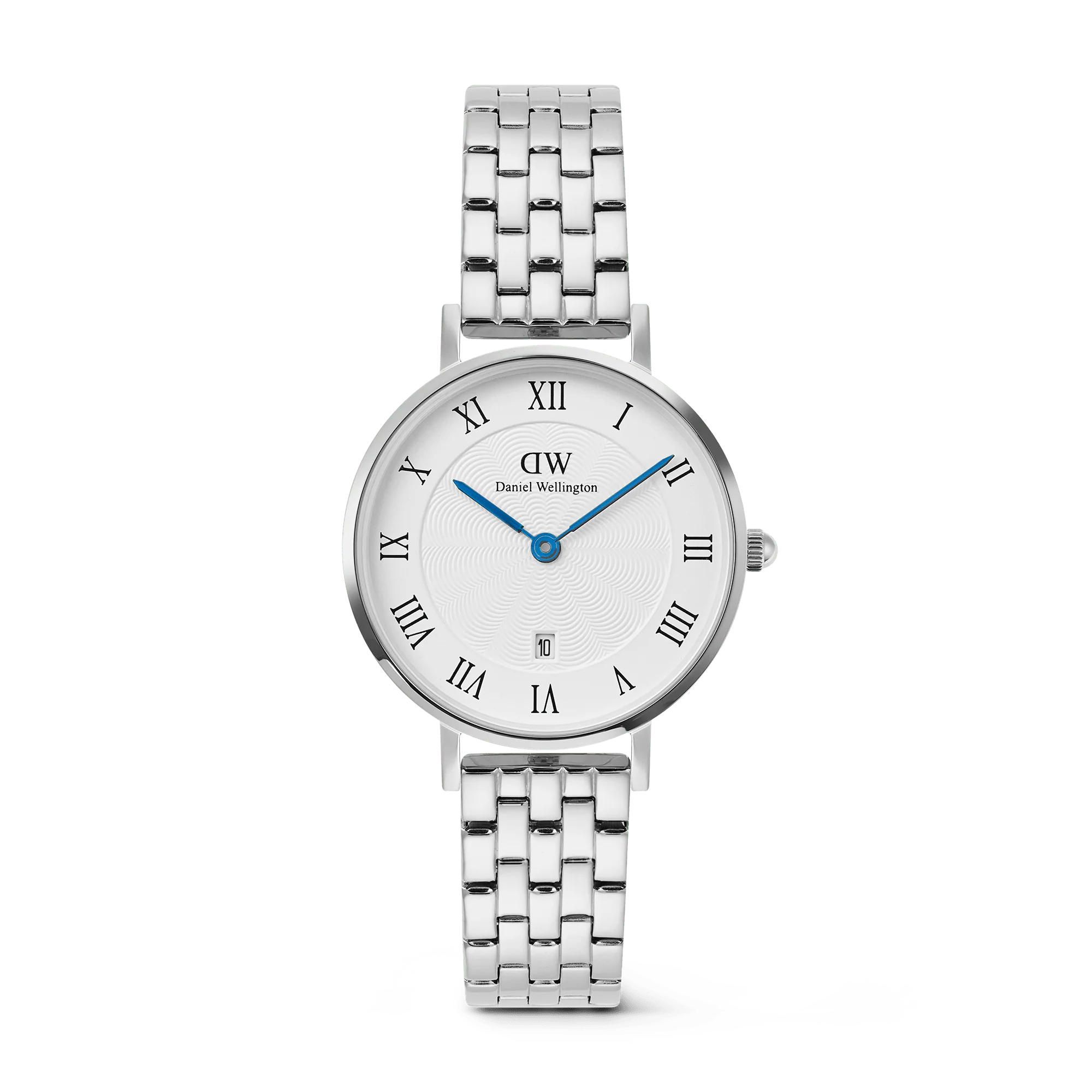 Petite Roman Numerals Date 5-Link Silver