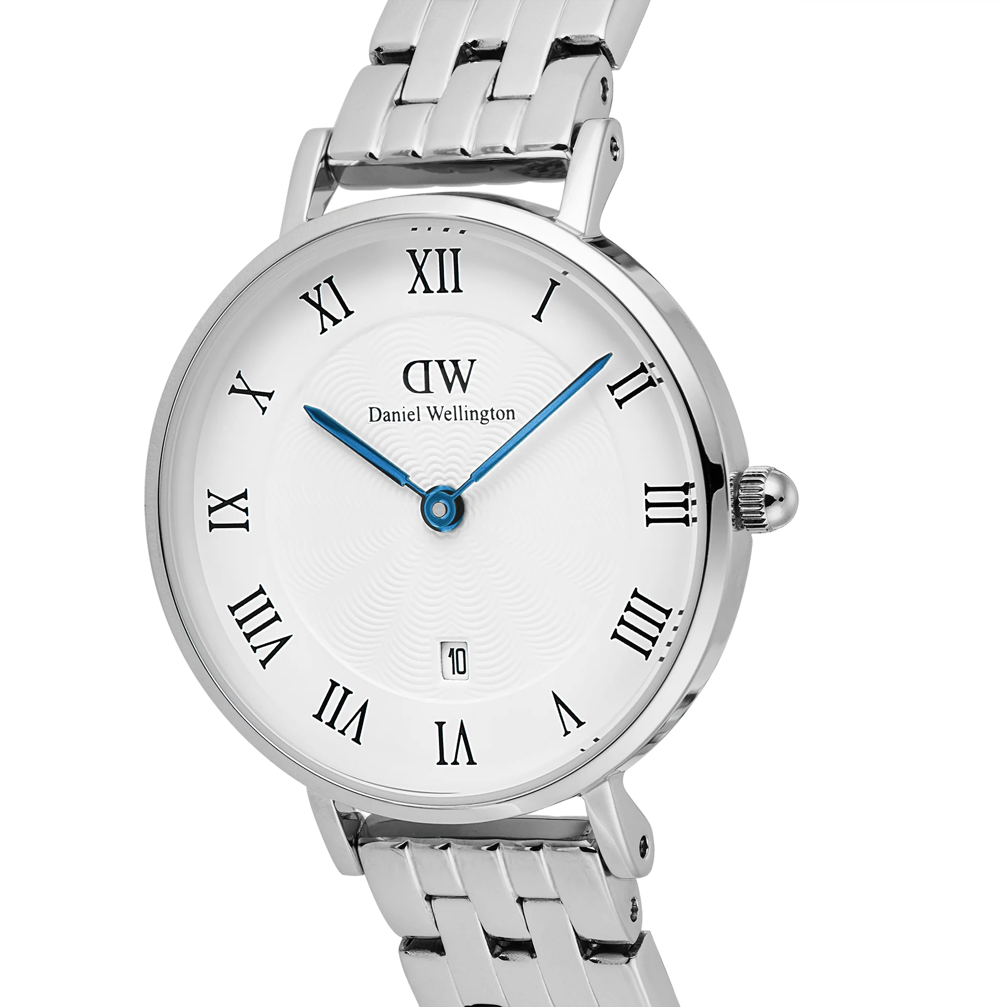 Petite Roman Numerals Date 5-Link Silver