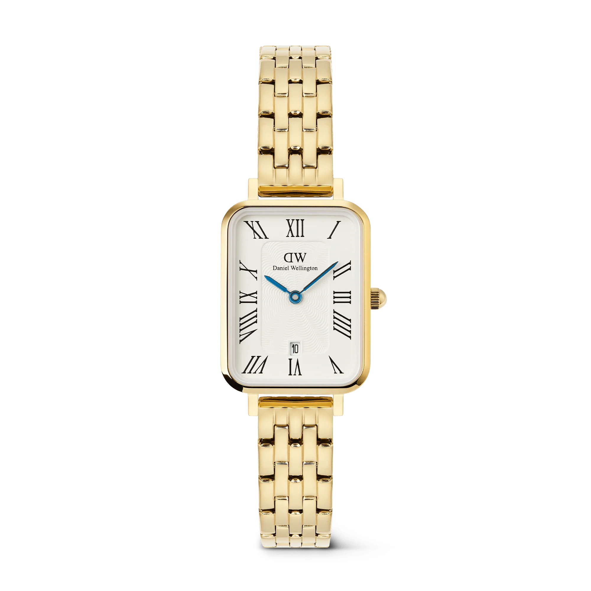 Quadro Roman Numerals Date 5-Link Gold