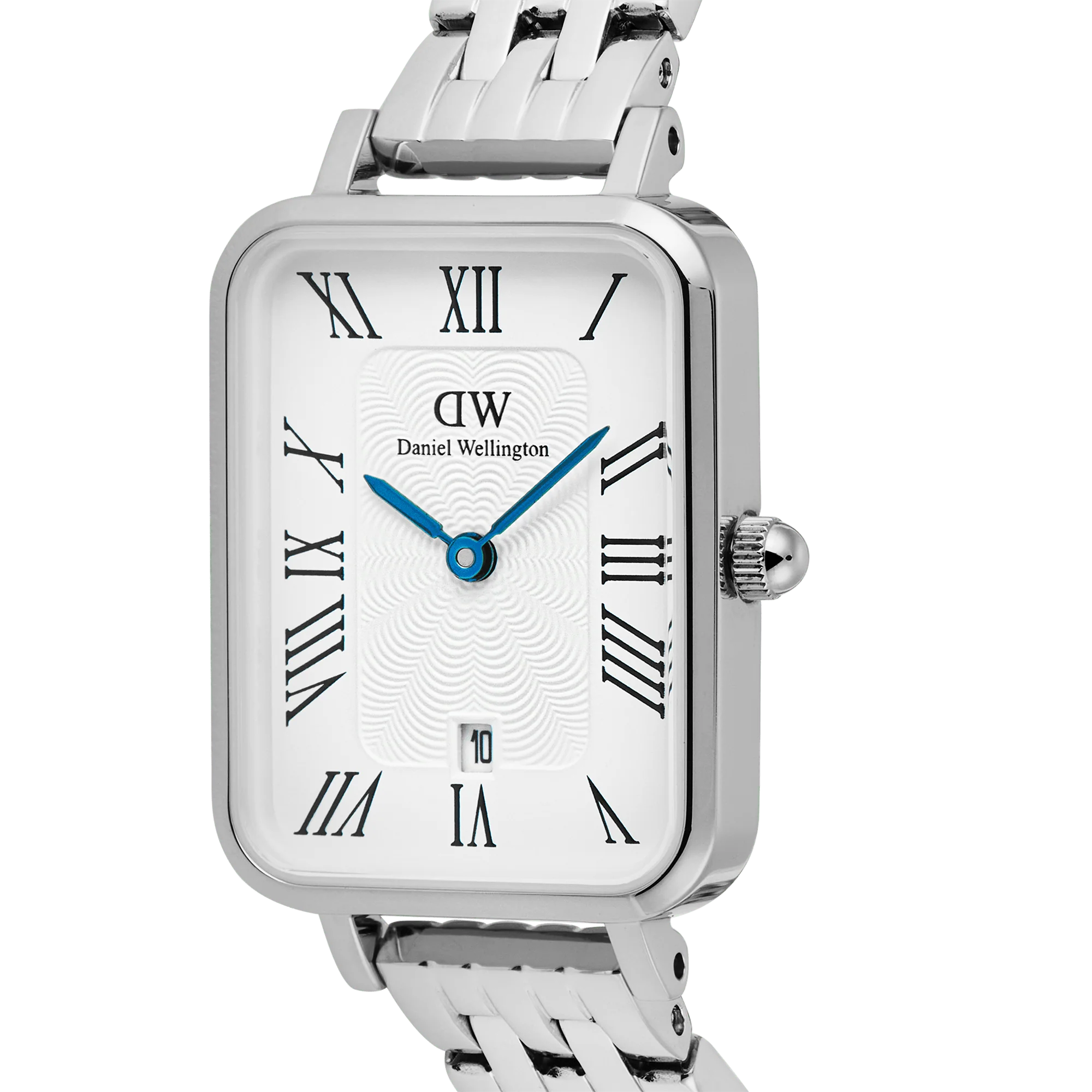 Quadro Roman Numerals Date 5-Link Silver