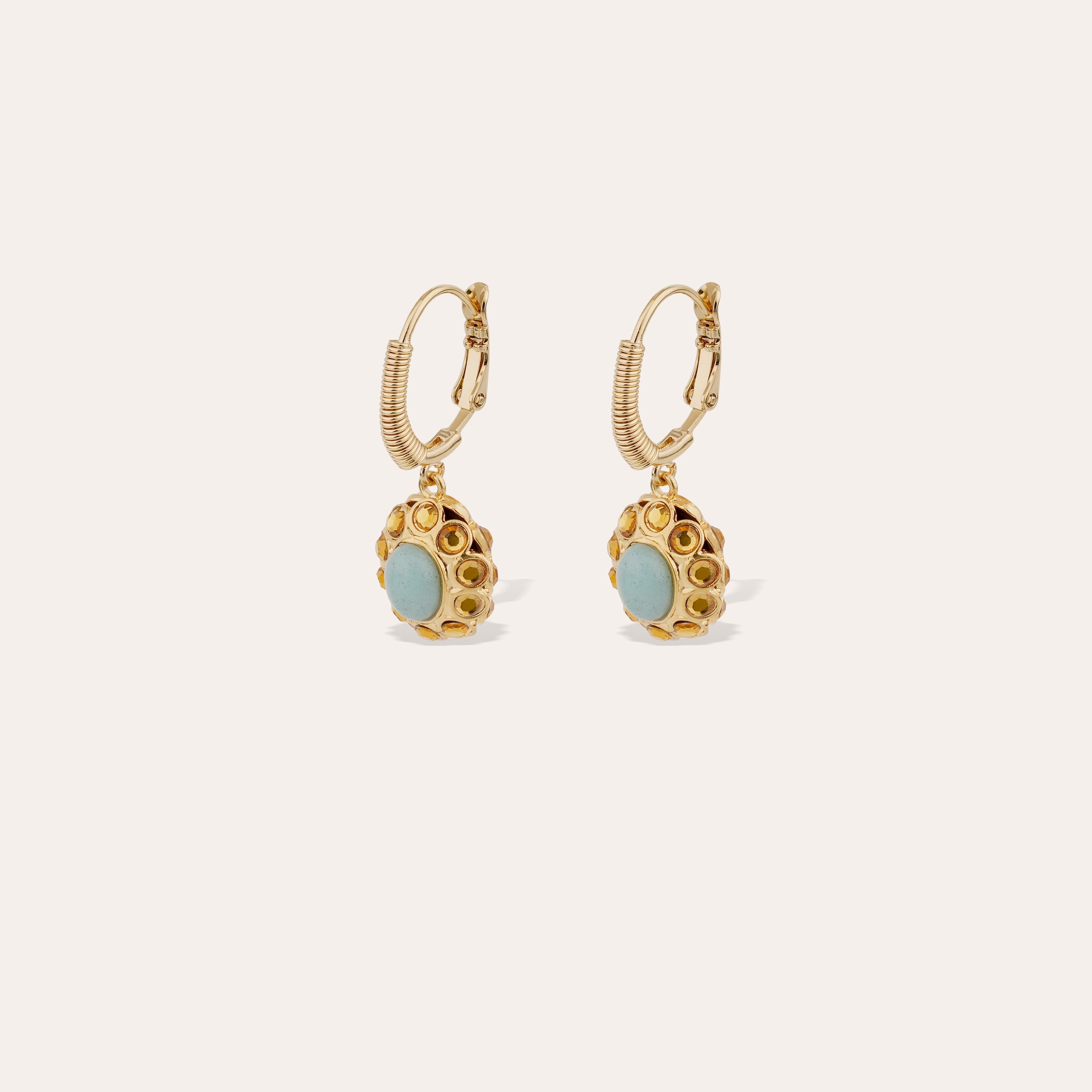 Tao Splash Gold Earrings - Blue Quartz