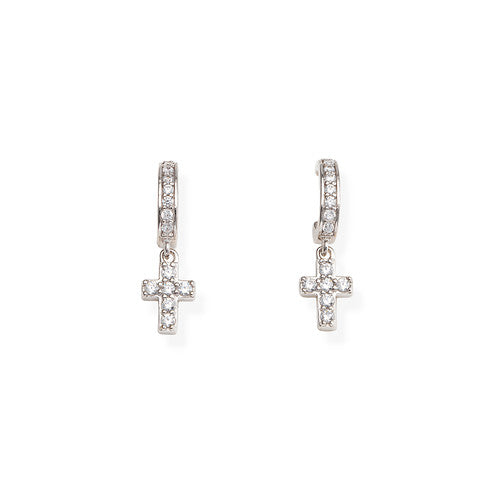 Earrings Cross And White Zircons