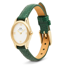Load image into Gallery viewer, Ophelia Mini Green Lizard White Guilloché Gold