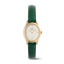 Load image into Gallery viewer, Ophelia Mini Green Lizard White Guilloché Gold