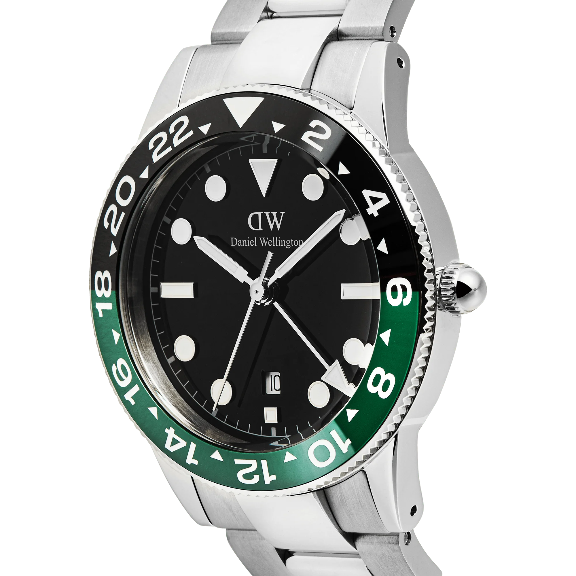 Iconic Gmt Link Black Green Ceramic Bezel Silver