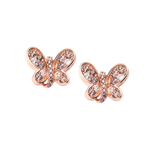 Ros㨠Butterfly Earrings With Brown Zircons