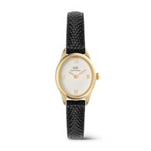 Load image into Gallery viewer, Ophelia Mini Black Lizard White Guilloché Gold