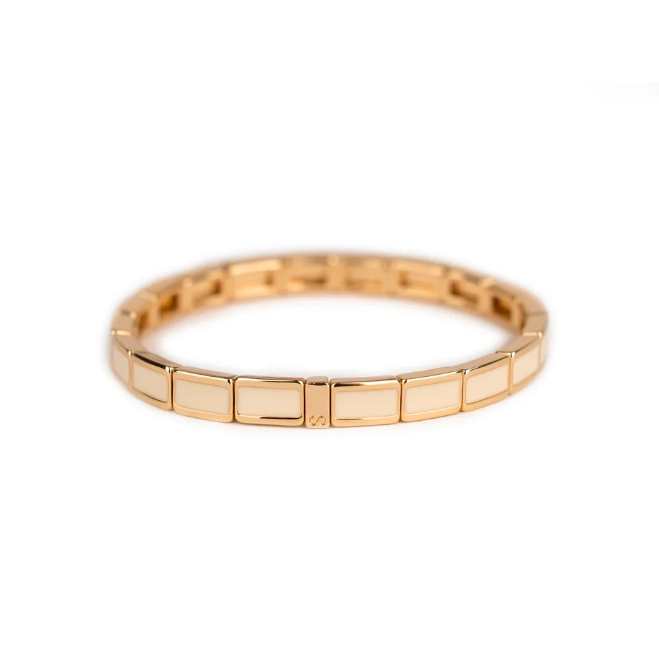 Bracelet Fin Serti Beige