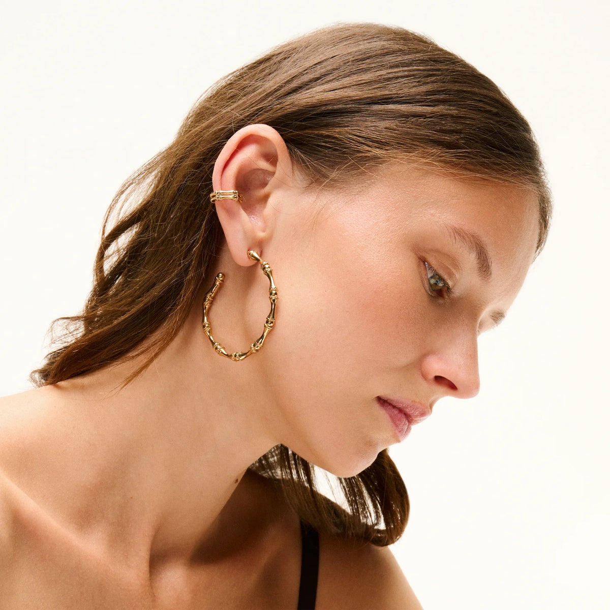 Bambou Gold-Plated Hoop Earrings