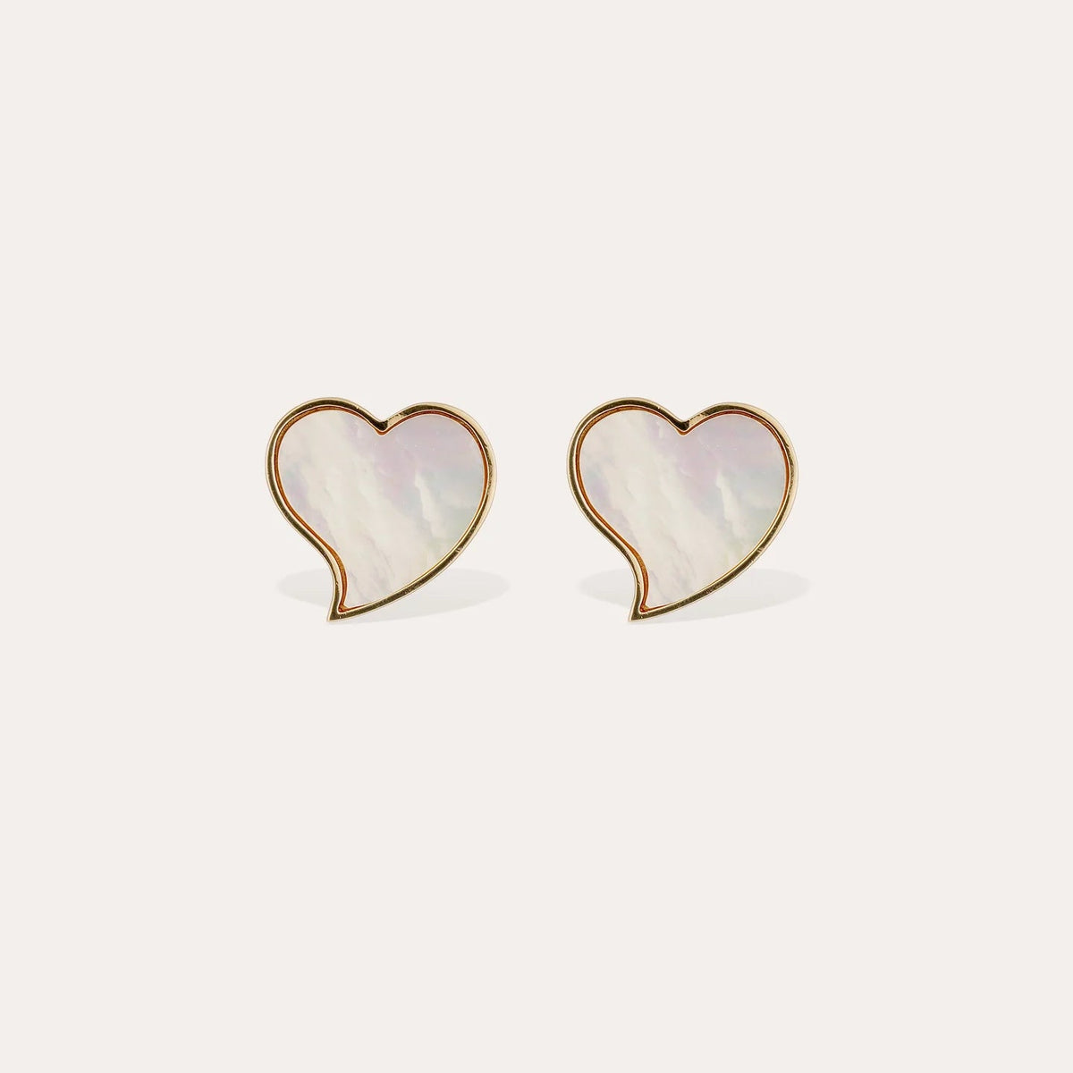 Mirage Heart Stud Earrings – Small Size – White Mother-of-Pearl