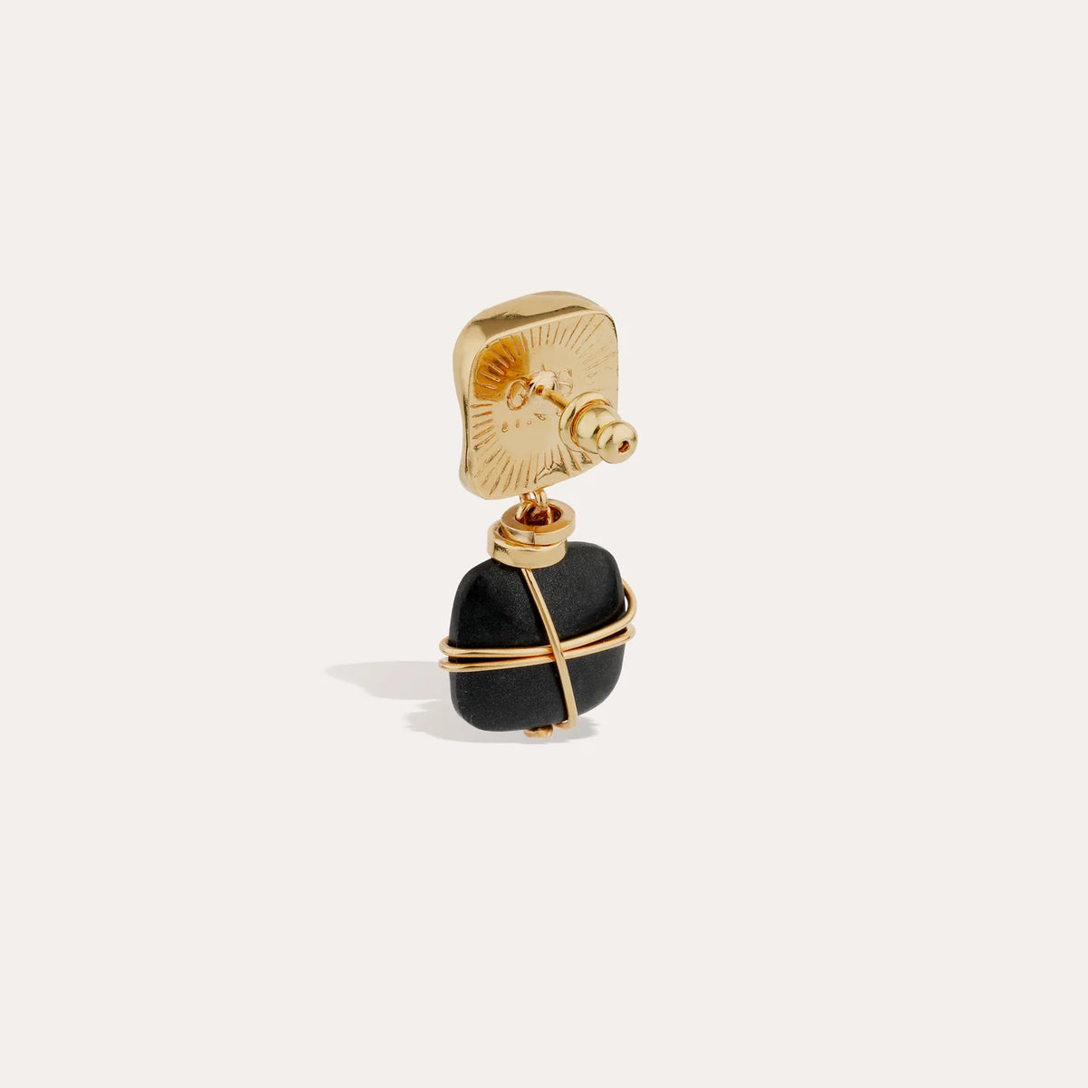 Rainbow Square Gold-Plated Earrings – Small – Black Basalt