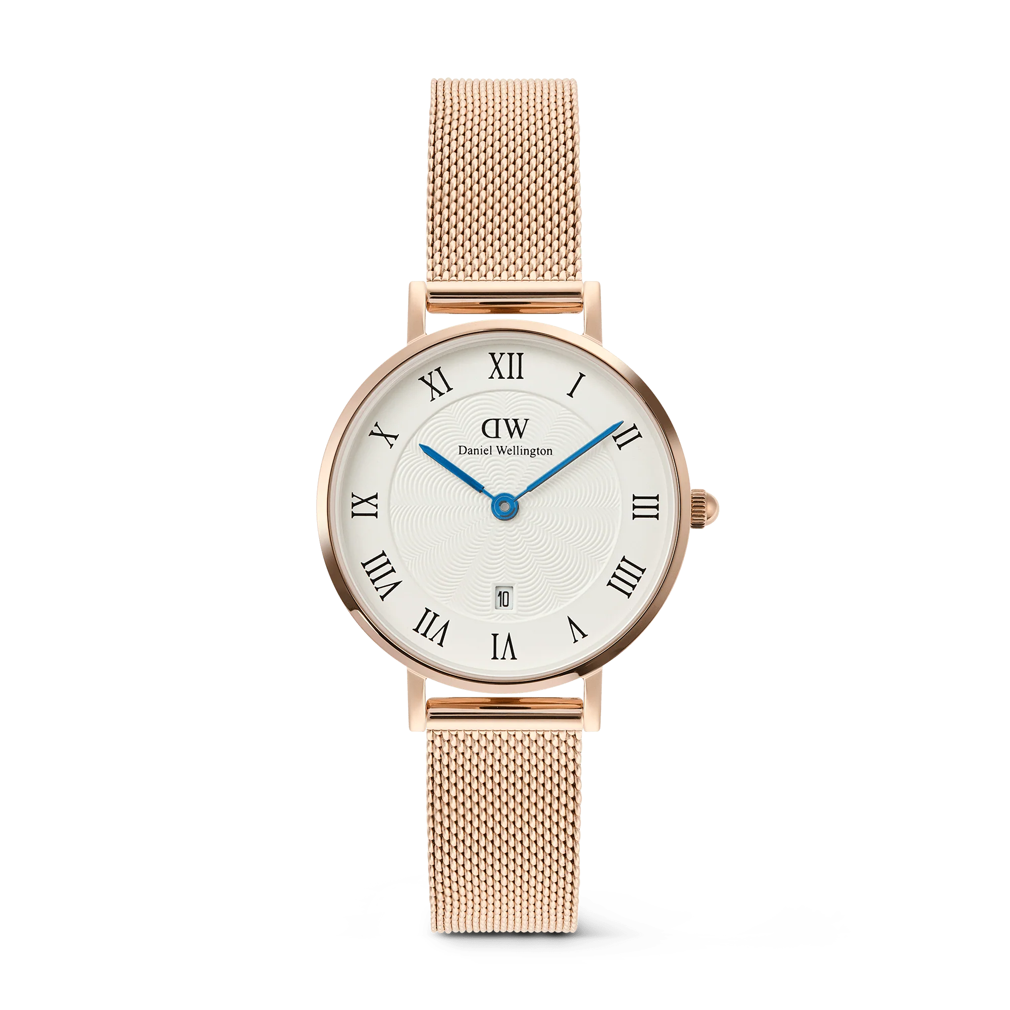 Petite Roman Numerals Date Rose Gold