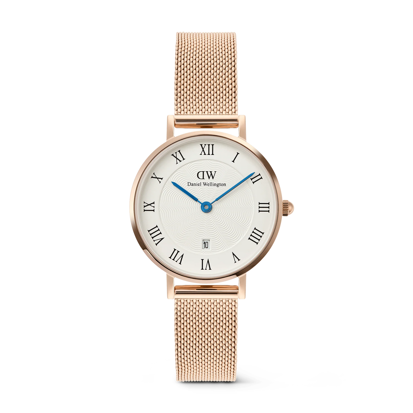 Petite Roman Numerals Date Rose Gold