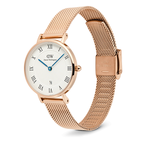 Petite Roman Numerals Date Rose Gold