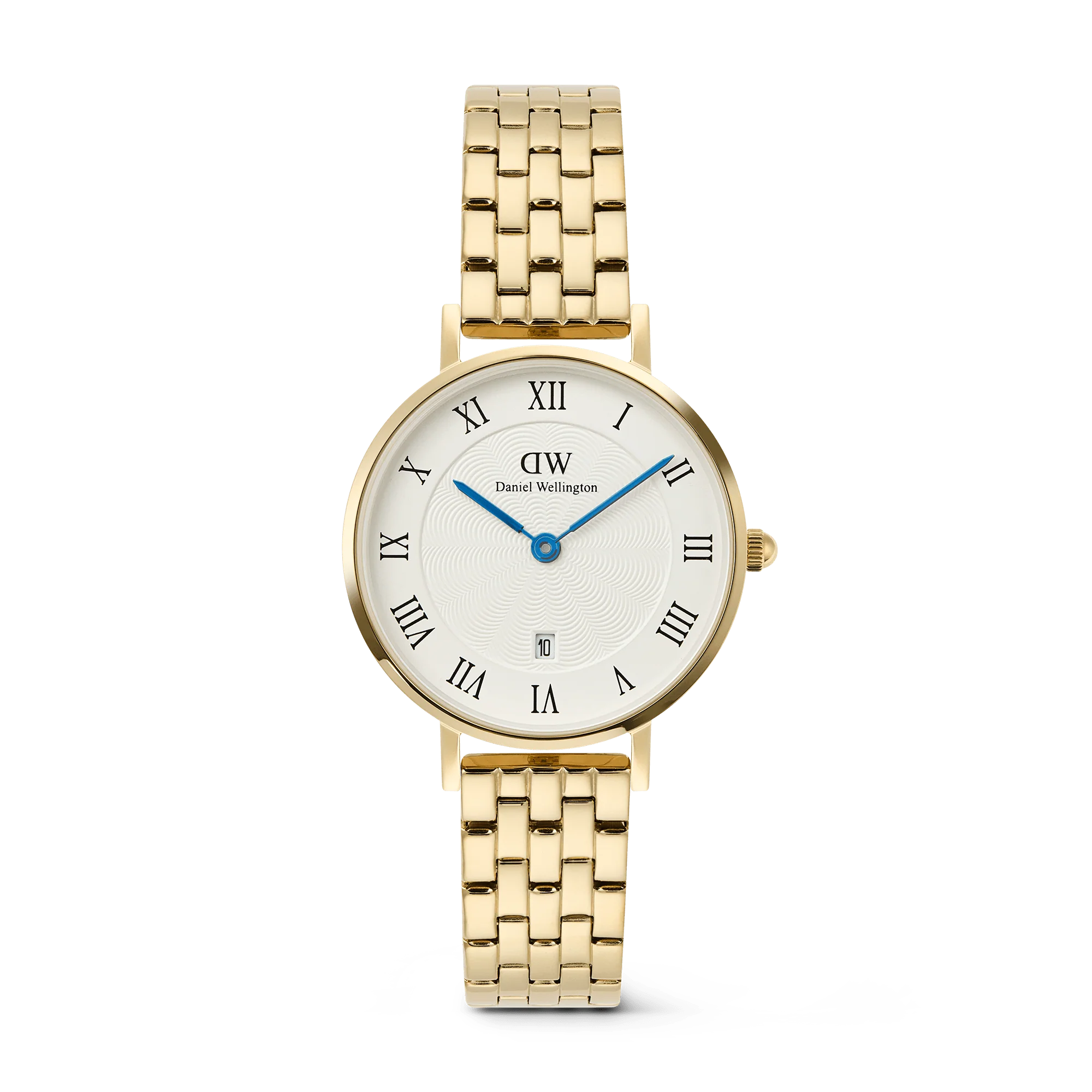 Petite Roman Numerals Date 5-Link Gold