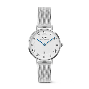 Petite Roman Numerals Date Silver