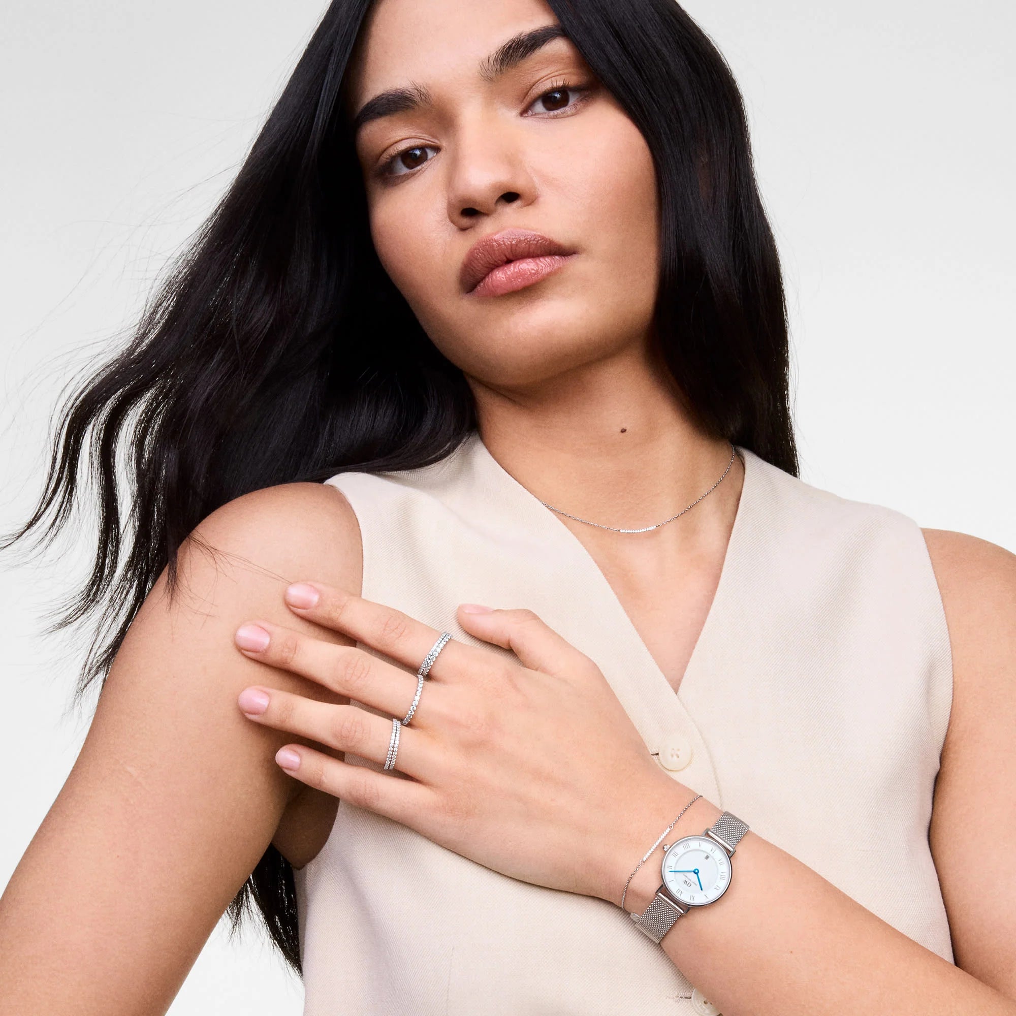 Petite Roman Numerals Date Silver