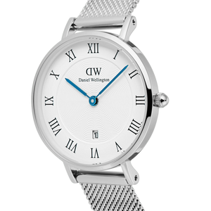 Petite Roman Numerals Date Silver