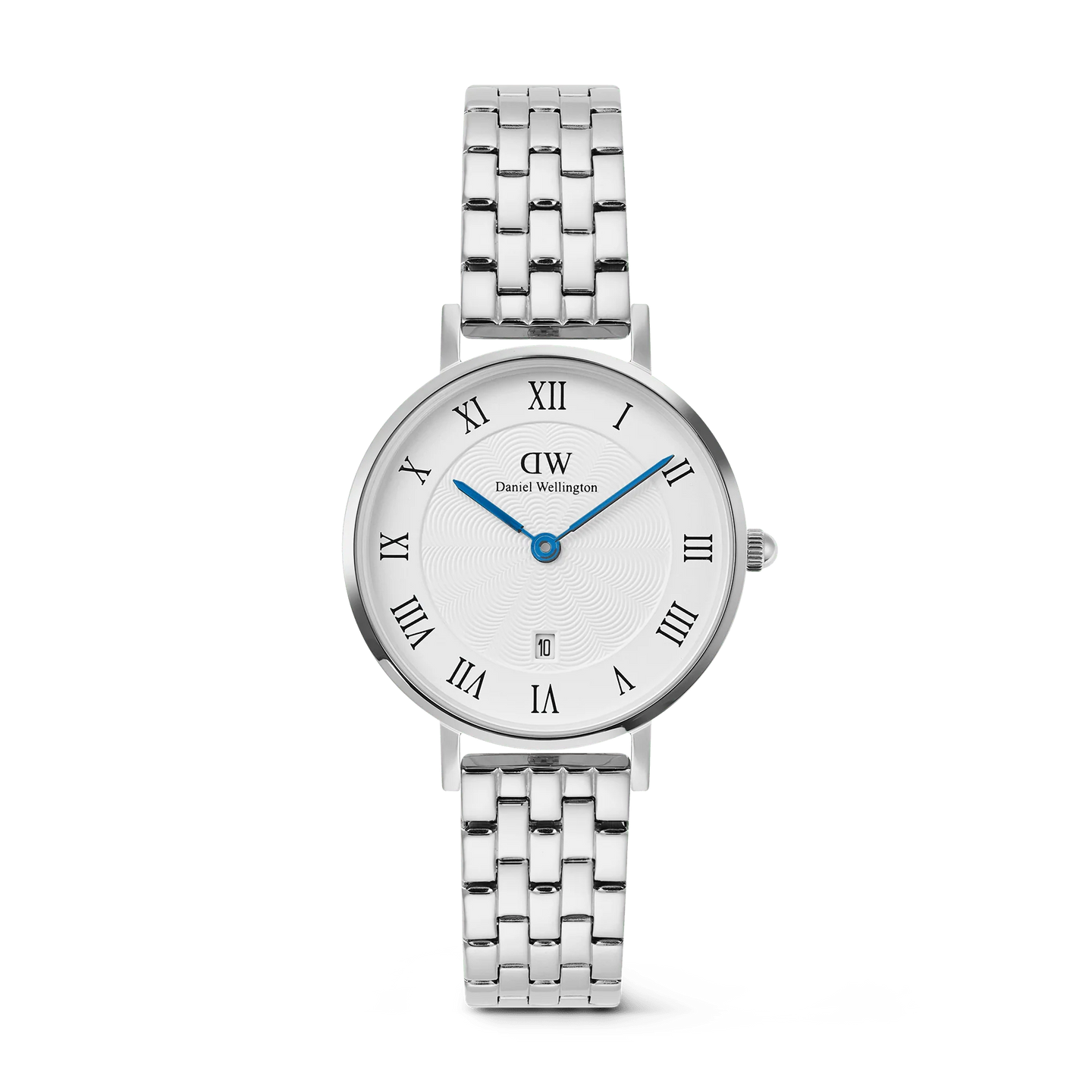 Petite Roman Numerals Date 5-link Silver