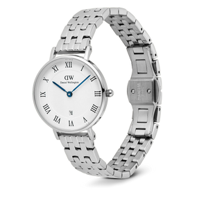 Petite Roman Numerals Date 5-link Silver