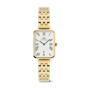 Quadro Roman Numerals Date 5-link Gold