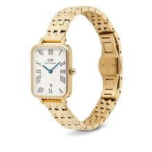 Load image into Gallery viewer, Quadro Roman Numerals Date 5-link Gold
