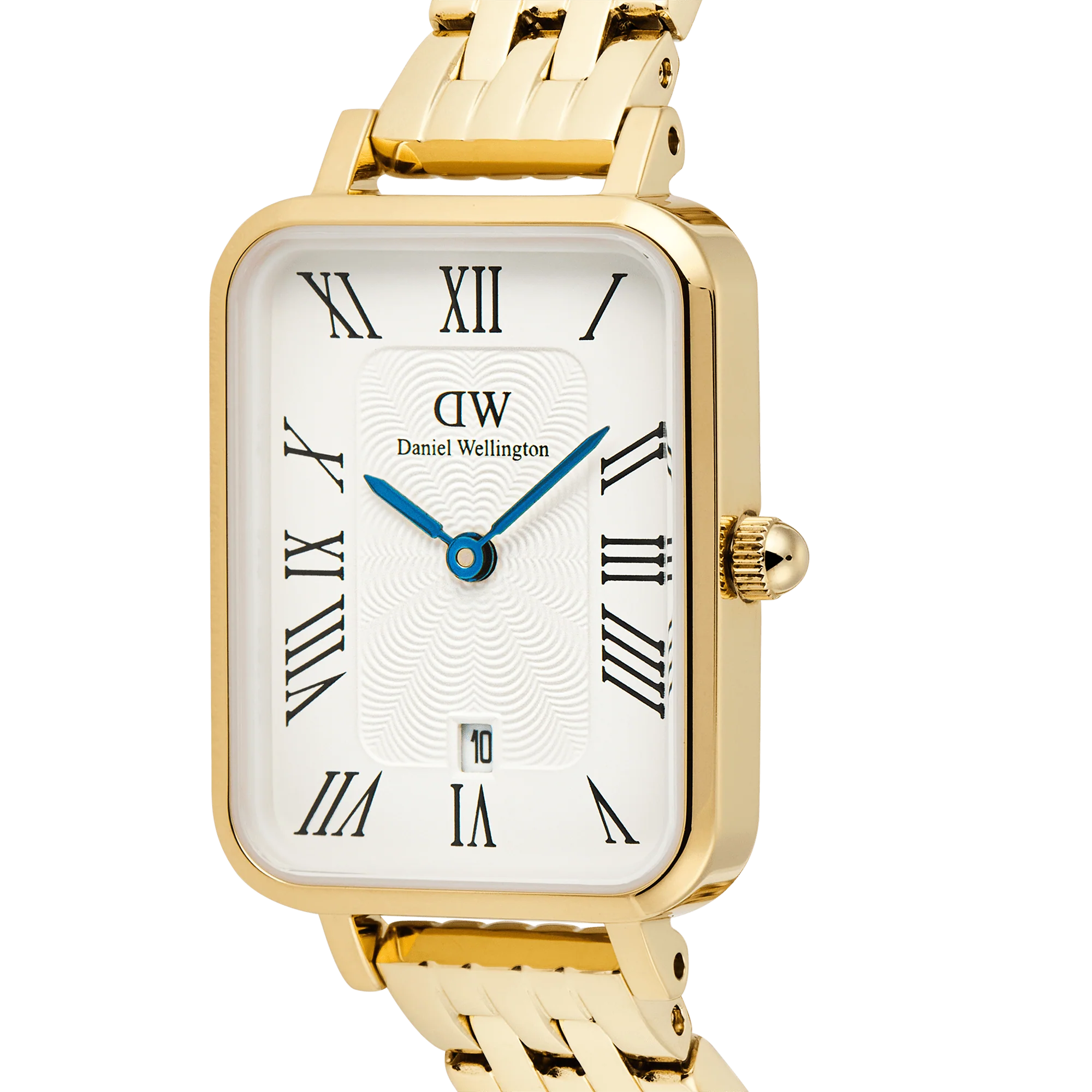 Quadro Roman Numerals Date 5-Link Gold
