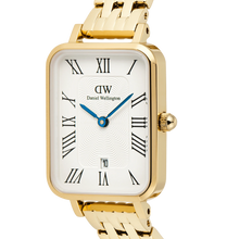Load image into Gallery viewer, Quadro Roman Numerals Date 5-link Gold
