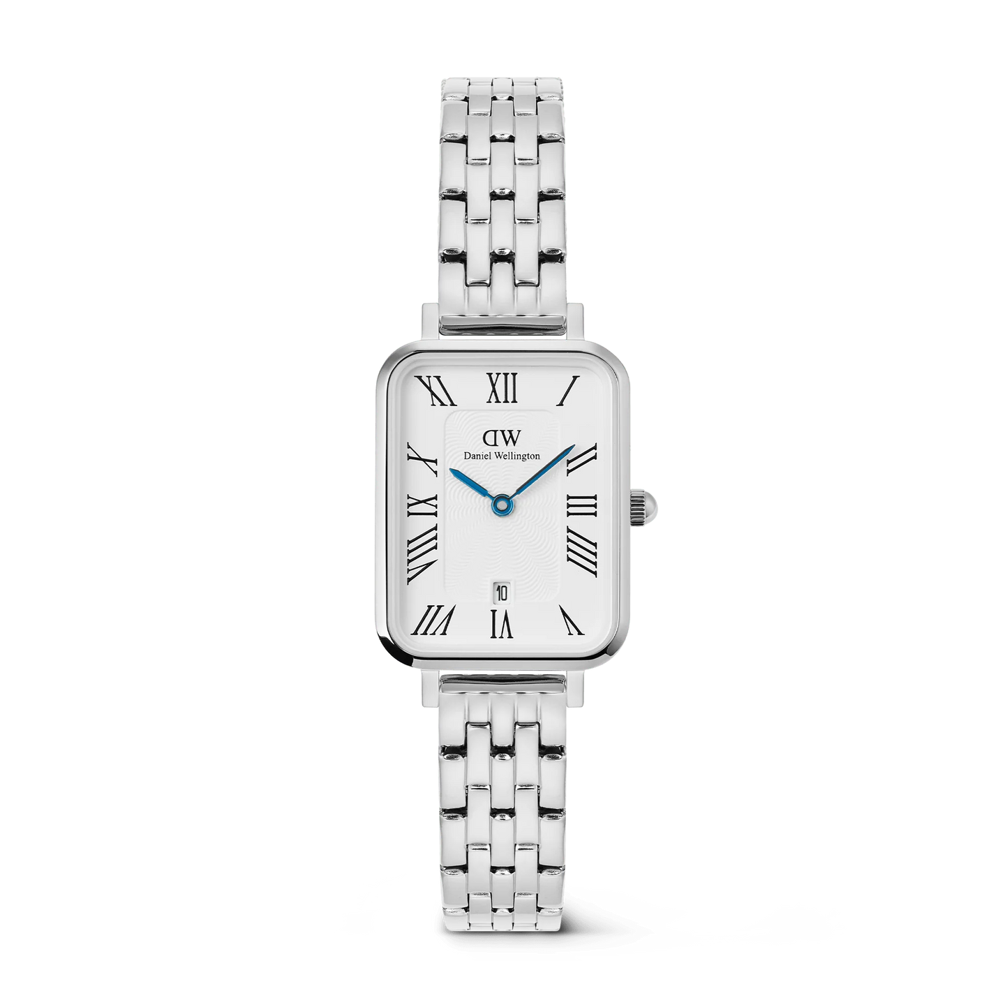 Quadro Roman Numerals Date 5-link Silver