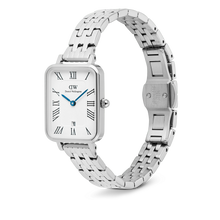 Load image into Gallery viewer, Quadro Roman Numerals Date 5-link Silver
