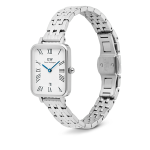 Quadro Roman Numerals Date 5-link Silver