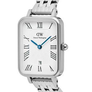 Quadro Roman Numerals Date 5-link Silver