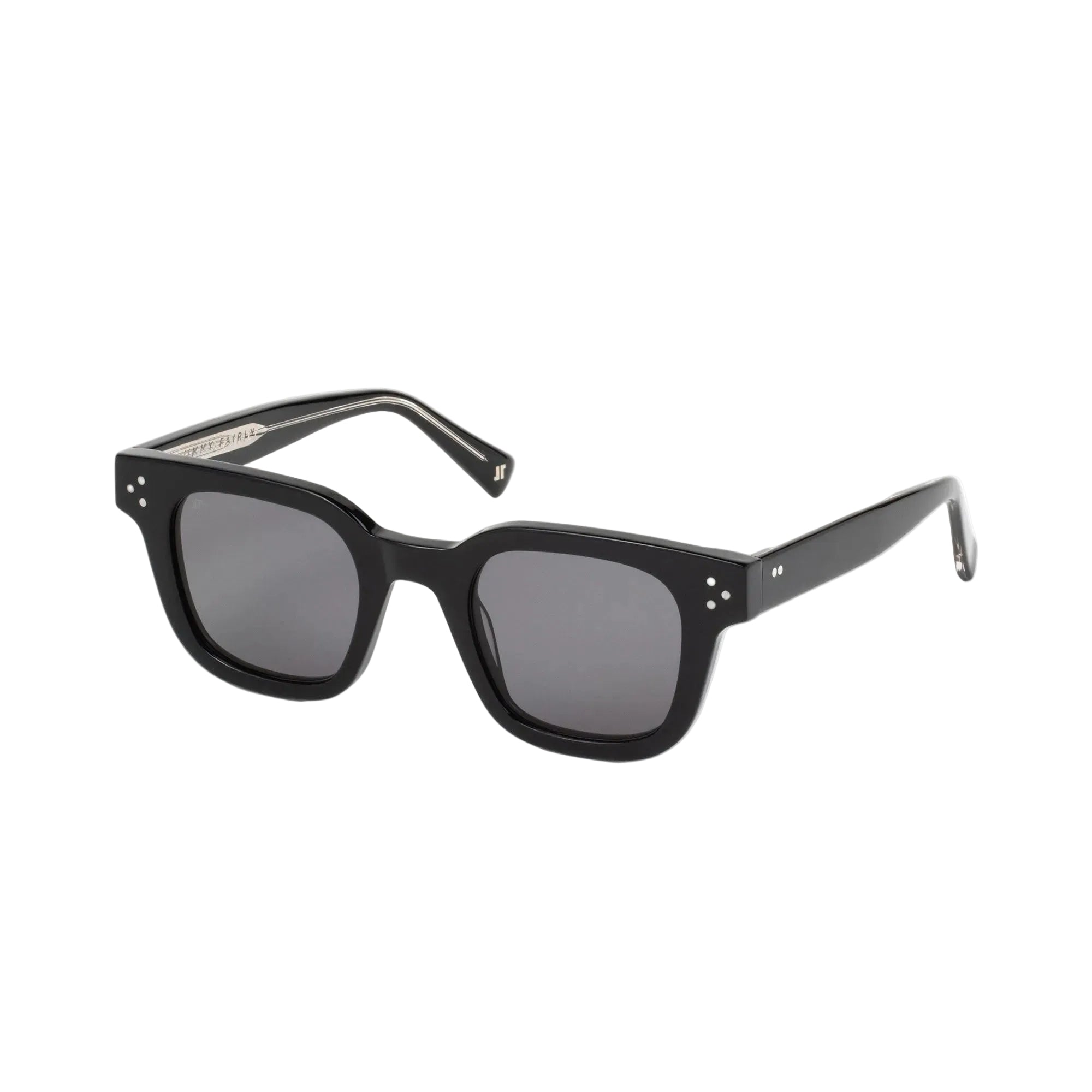 Black sunglasses with a white background