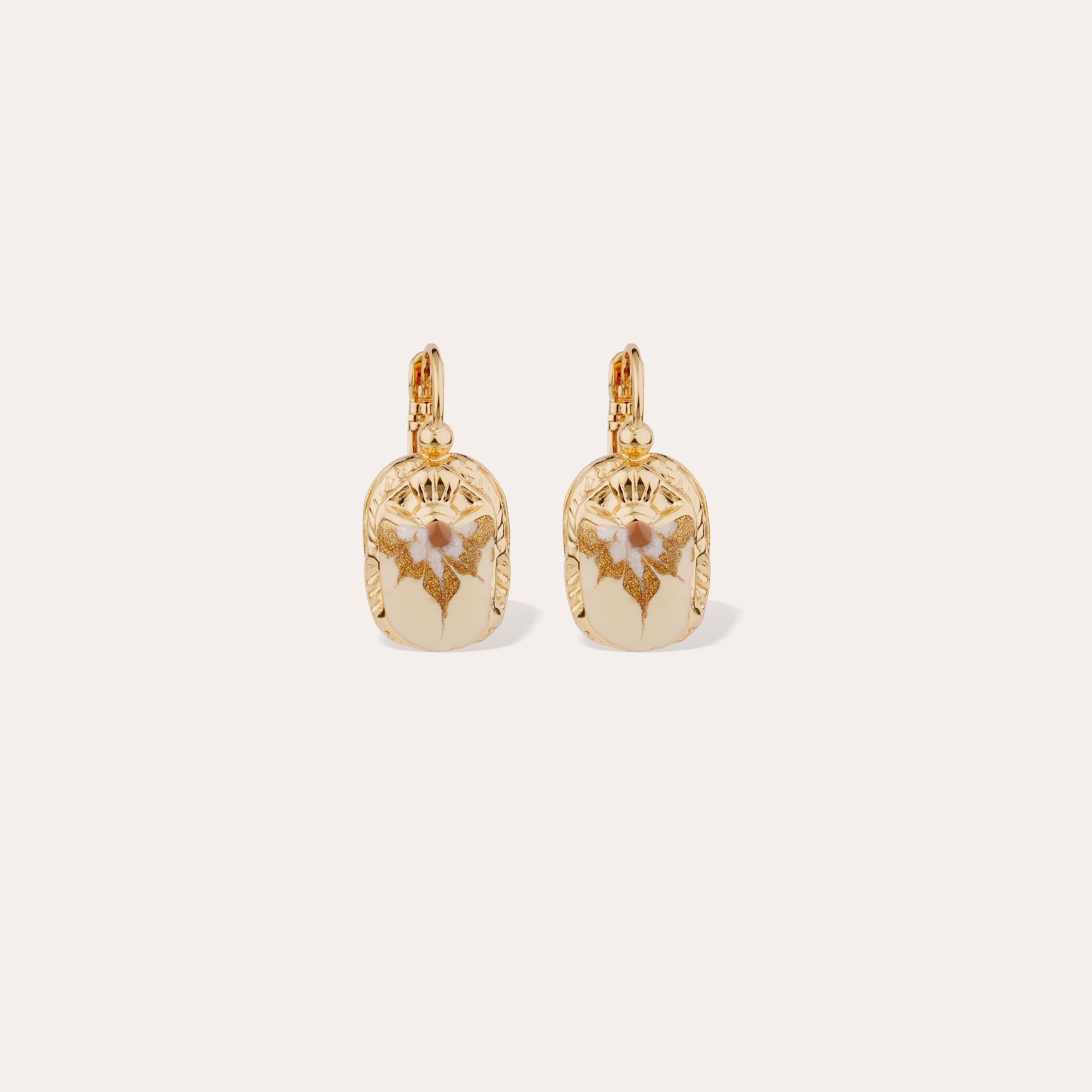 Scaramouche Gold-Plated Enamel Earrings - Ivory