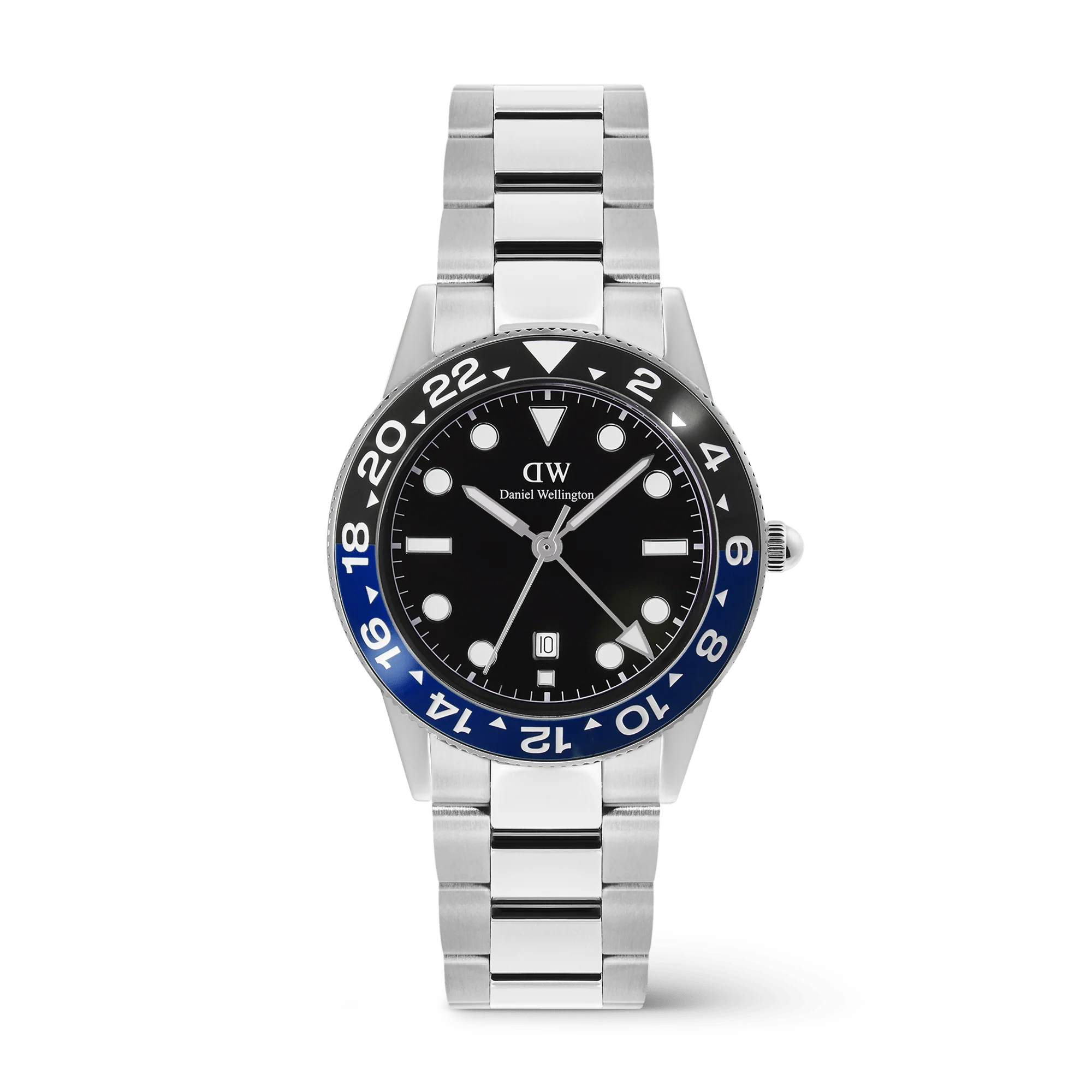Iconic Gmt Link Black Blue Ceramic Bezel Silver