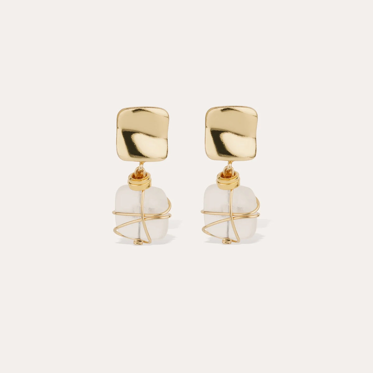 Rainbow Square Gold-Plated Earrings – Small