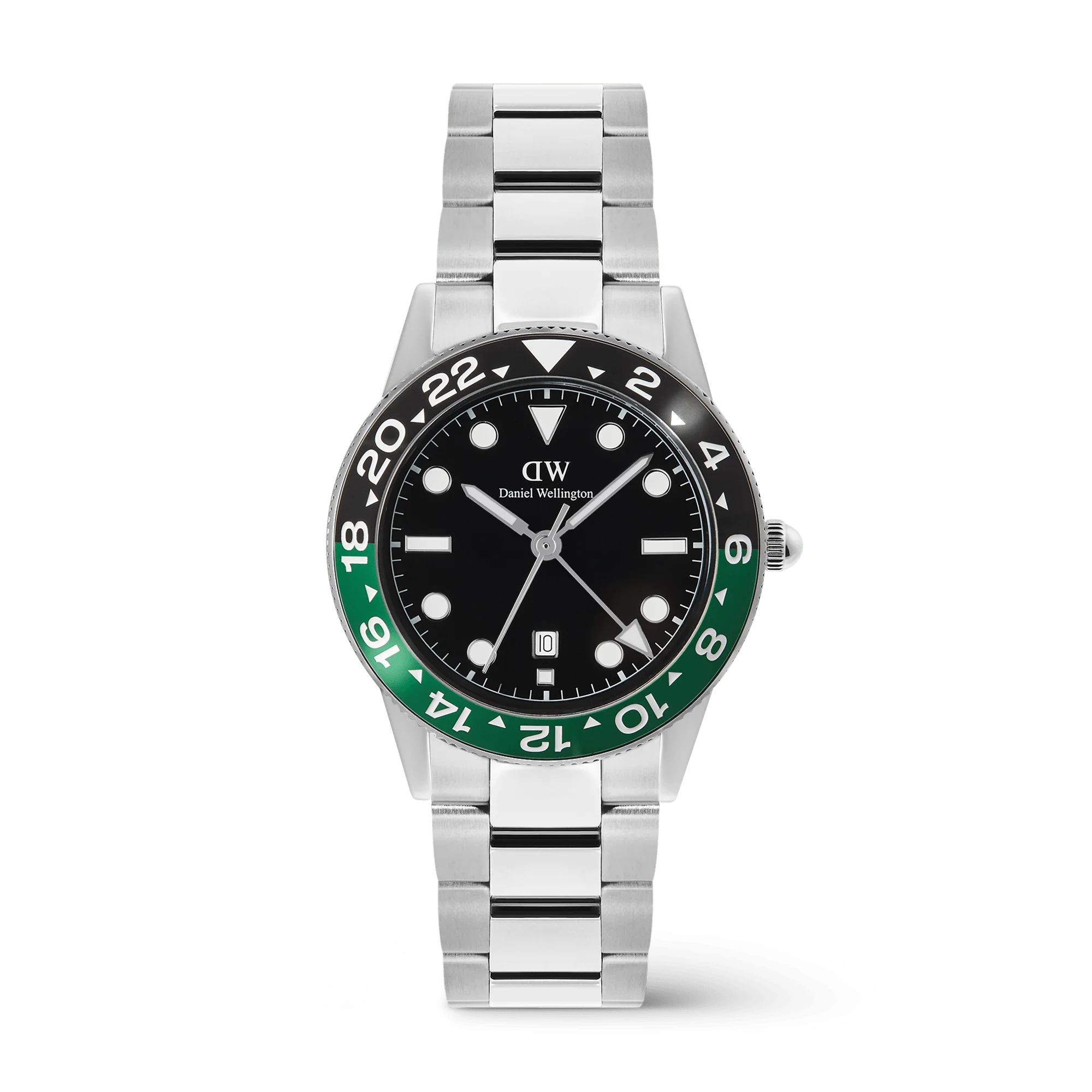 Iconic Gmt Link Black Green Ceramic Bezel Silver
