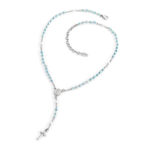 Classic Rosary Junior Rhodium With Crystals