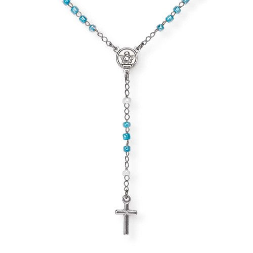 Classic Rosary Junior Rhodium With Crystals