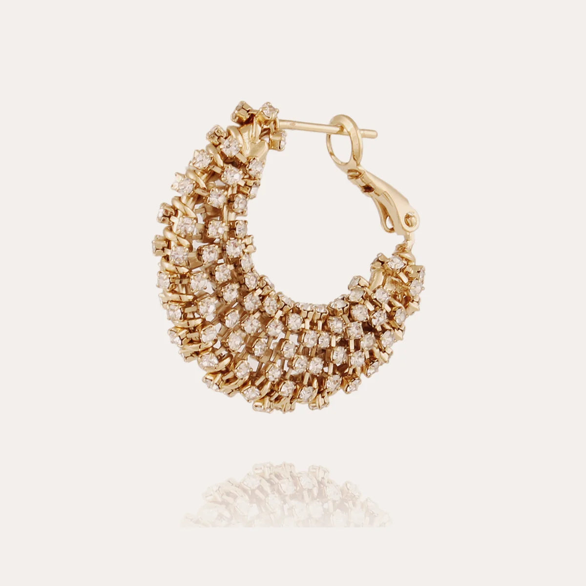 Izzia Gold-Plated Rhinestone Hoop Earrings – Small Size