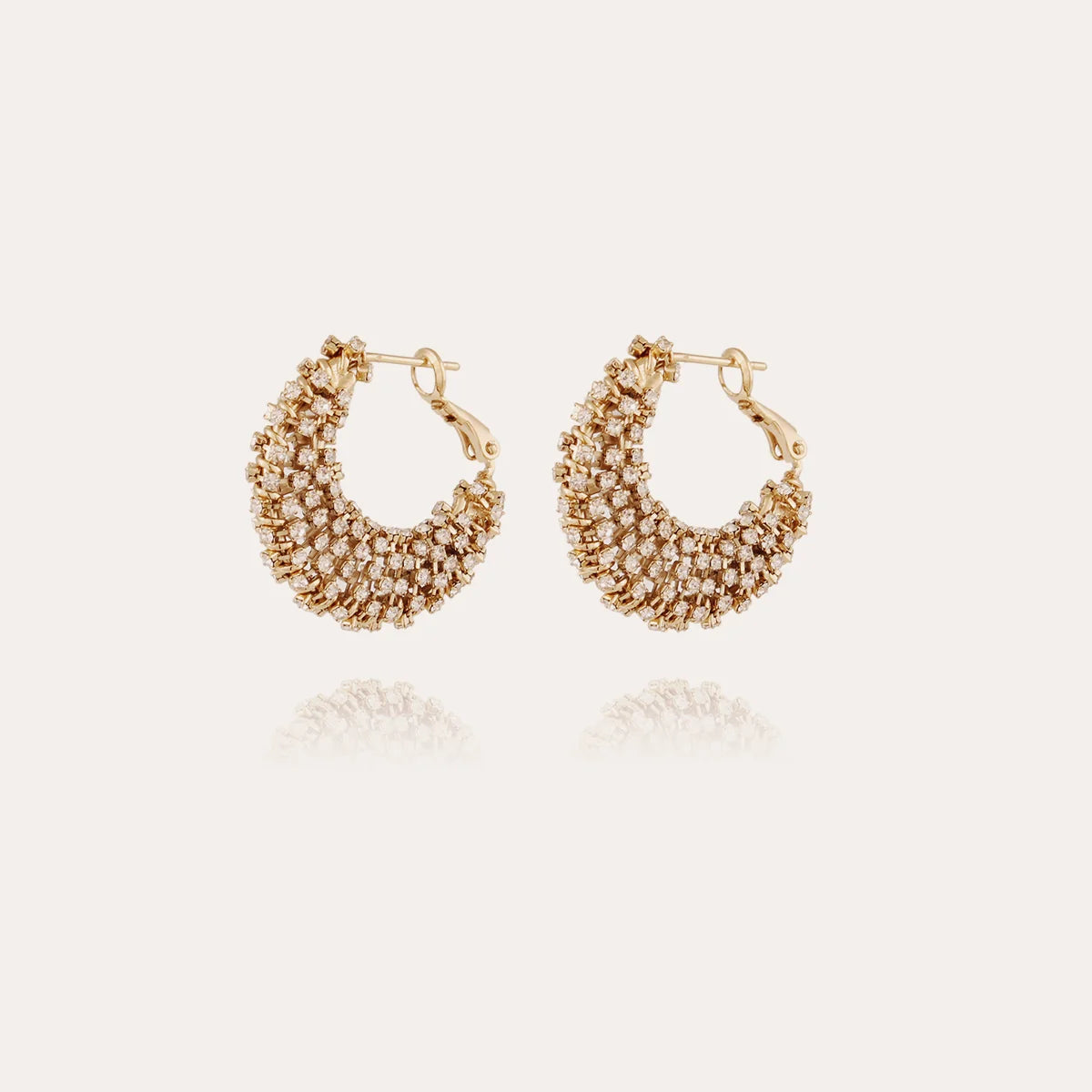 Izzia Gold-Plated Rhinestone Hoop Earrings – Small Size