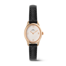 Load image into Gallery viewer, Ophelia Mini Black Lizard White Guilloché Rose Gold
