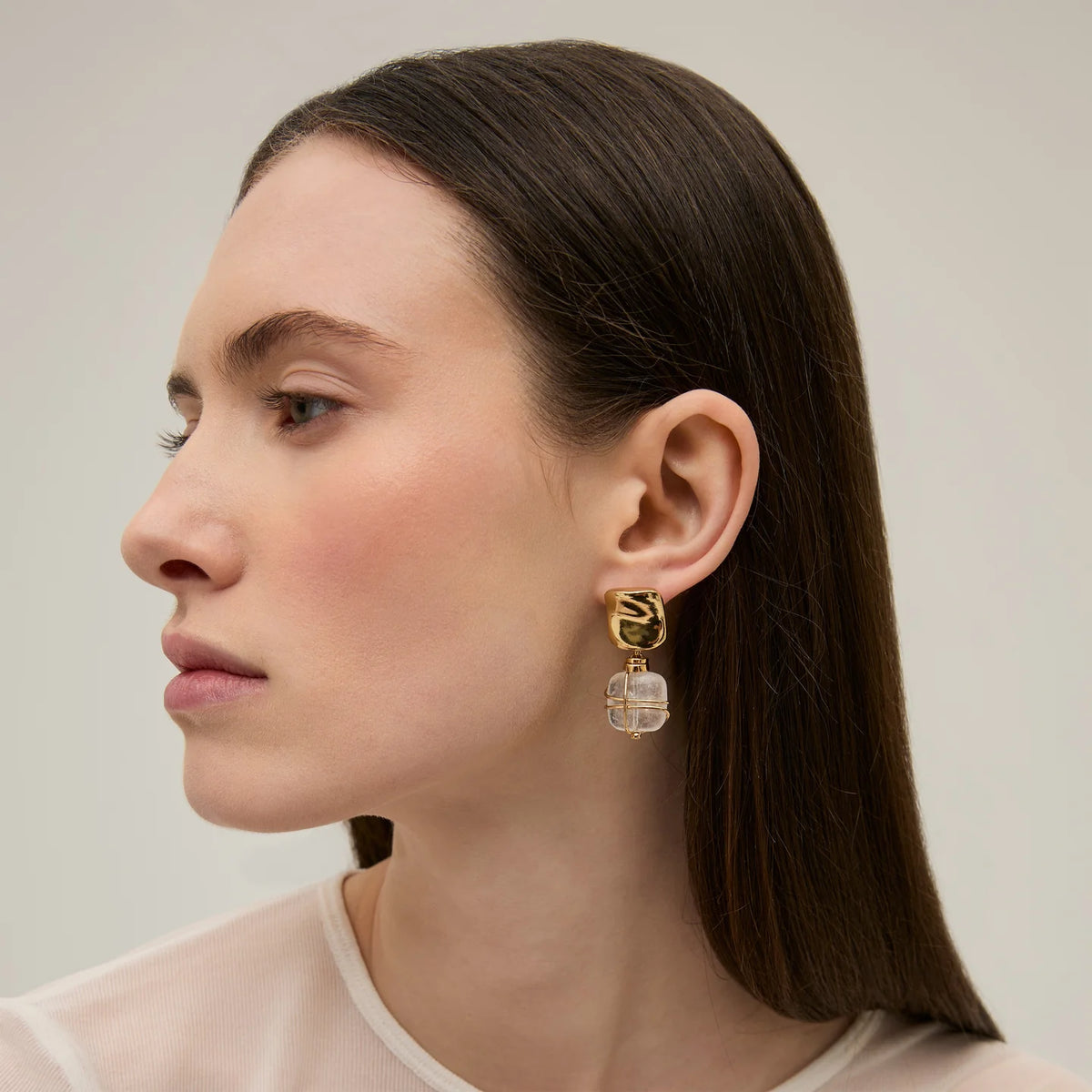 Rainbow Square Gold-Plated Earrings – Small