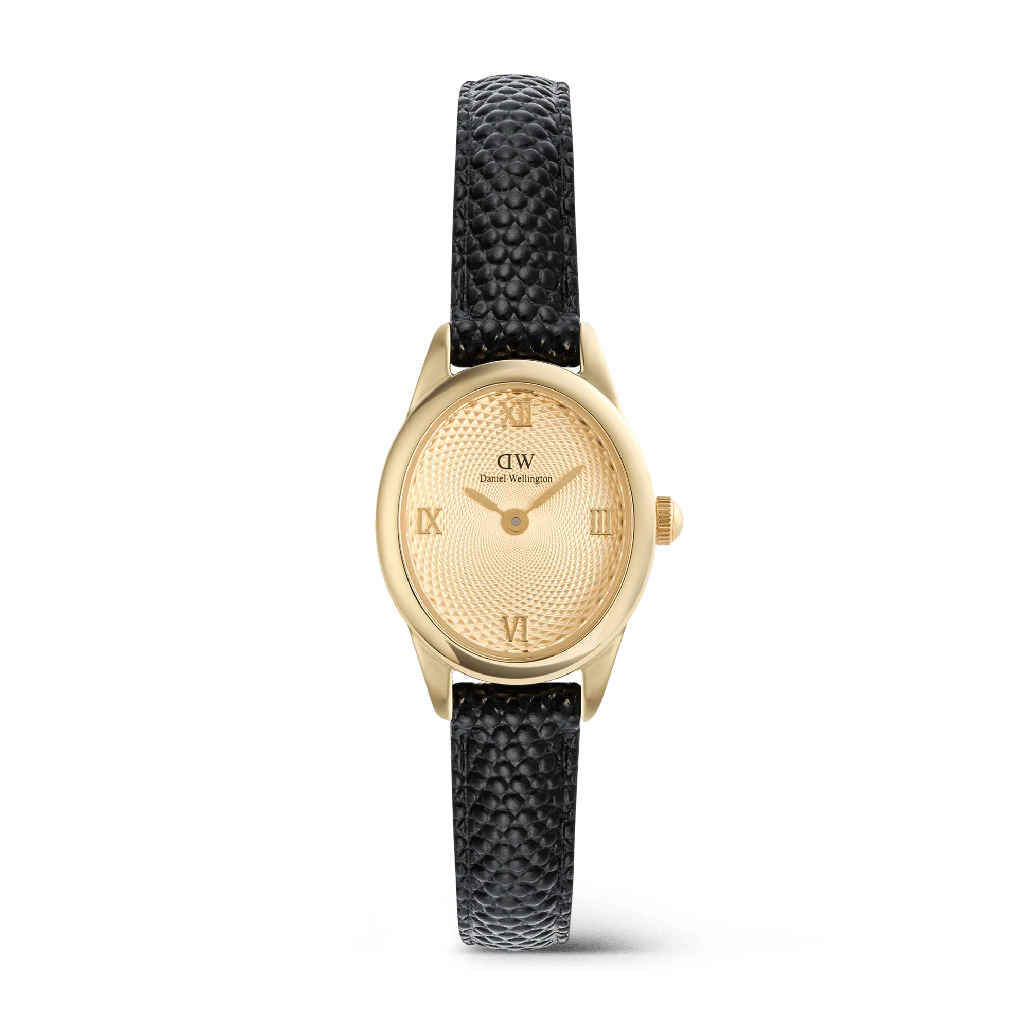 Ophelia Mini Black Lizard Unitone Guilloche Gold