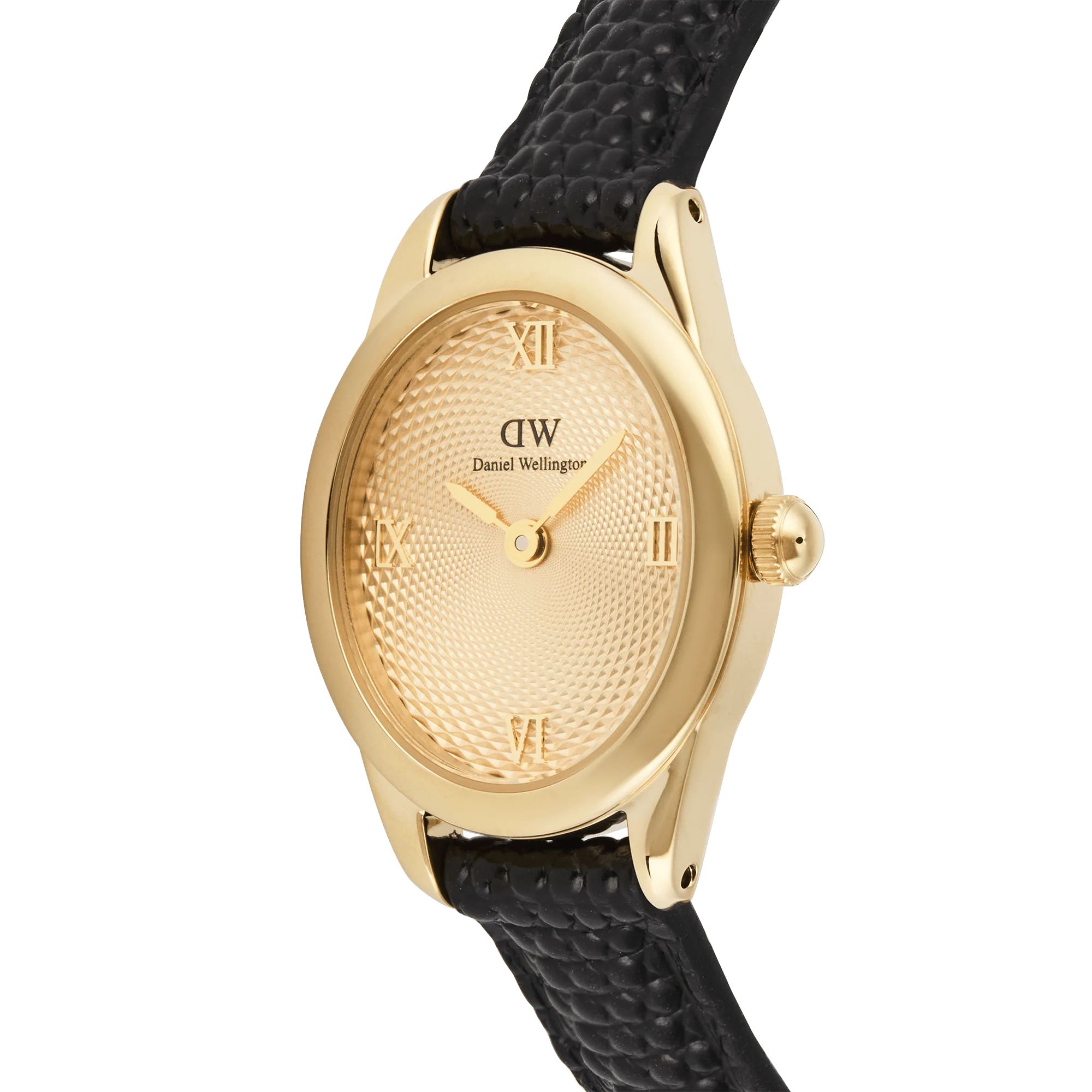 Ophelia Mini Black Lizard Unitone Guilloche Gold