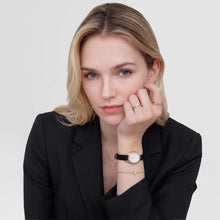 Load image into Gallery viewer, Ophelia Mini Black Lizard White Guilloché Gold
