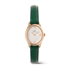 Load image into Gallery viewer, Ophelia Mini Green Lizard White Guilloché Rose Gold
