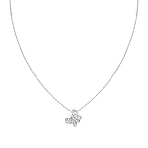 Rhodium Butterfly Necklace with White Zircons