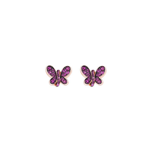 Rosã¨ Butterfly Earrings With Ruby Zircons